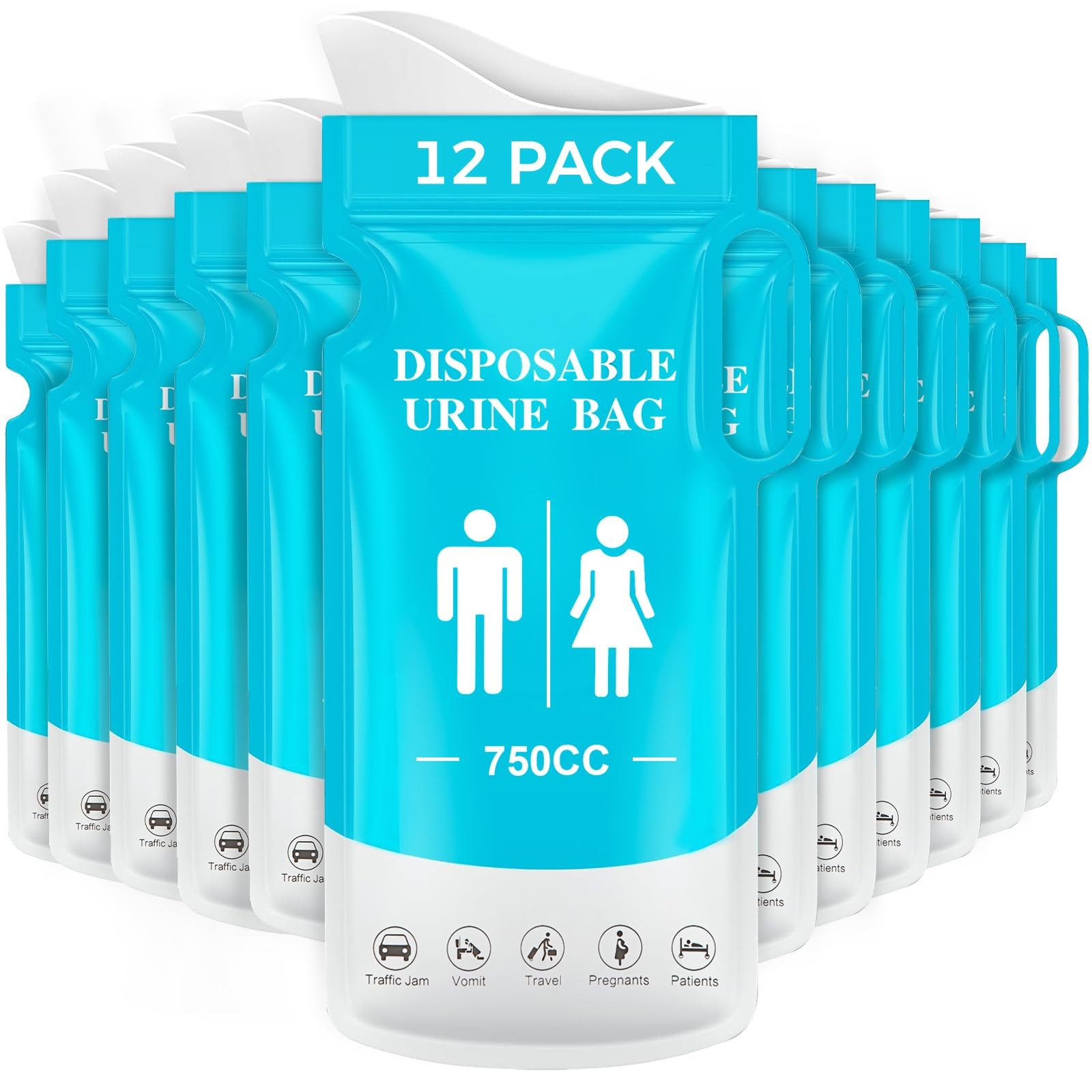 750ML Emergency Disposable Urinal Bags,12 PCS Vomit Bags,Female Urinal for Wo…