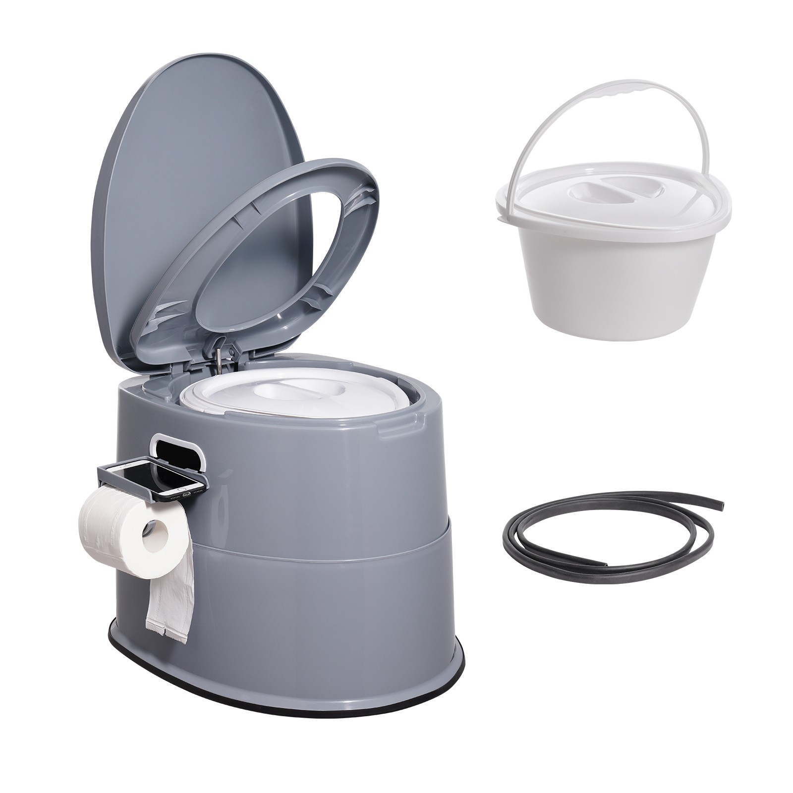 Uimoso Portable Camping Toilet Inner Bucket with Lid Phone Shelf