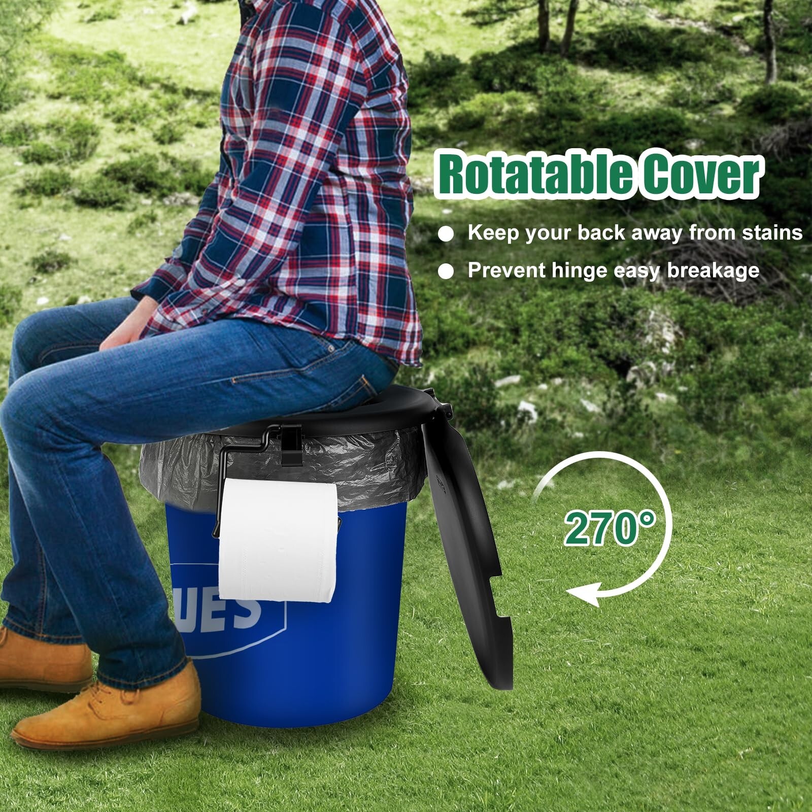 Portable Toilet Seat for 5 Gal Buckets with Lid and Disposable Toilet Bags
