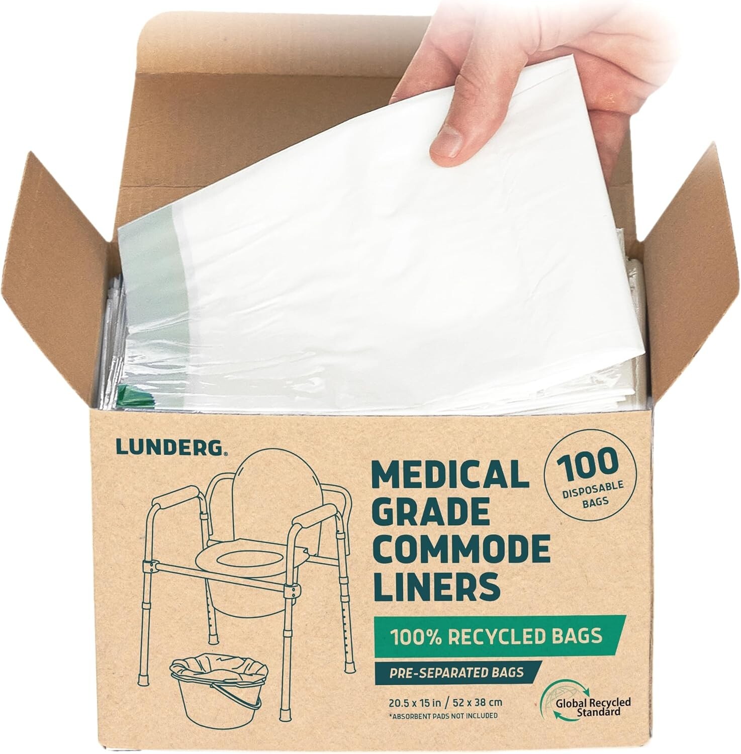 100 Pack Medical-Grade Portable Toilet Bags – Eco-Friendly, Leak-Proof Design