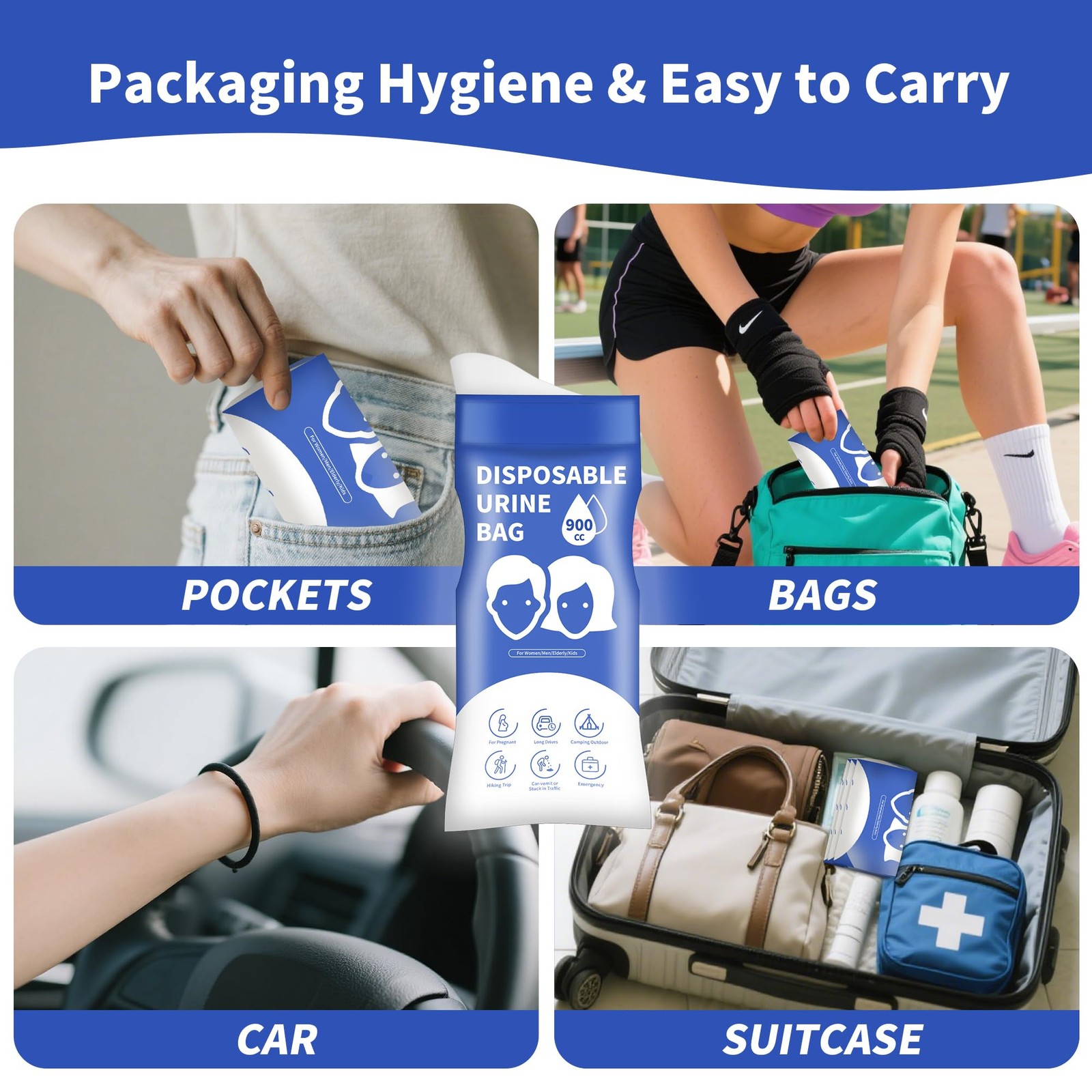 Portable Pee Bags 900ML Emergency Urinal Travel Camping Hiking Outdoor Use