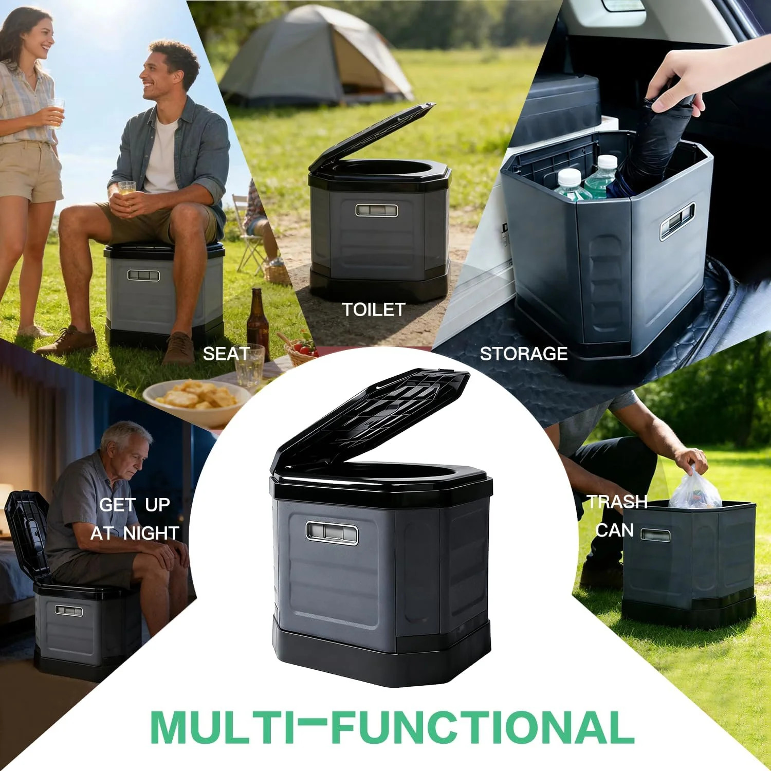 Camping Toilet for Adults – Portable Folding Toilet with Lid,Travel Portable Pot