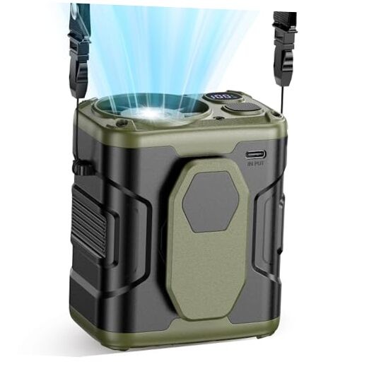 Upgrade Portable Waist Fan Clip On, 10000mAh Rechargeable Medium Green
