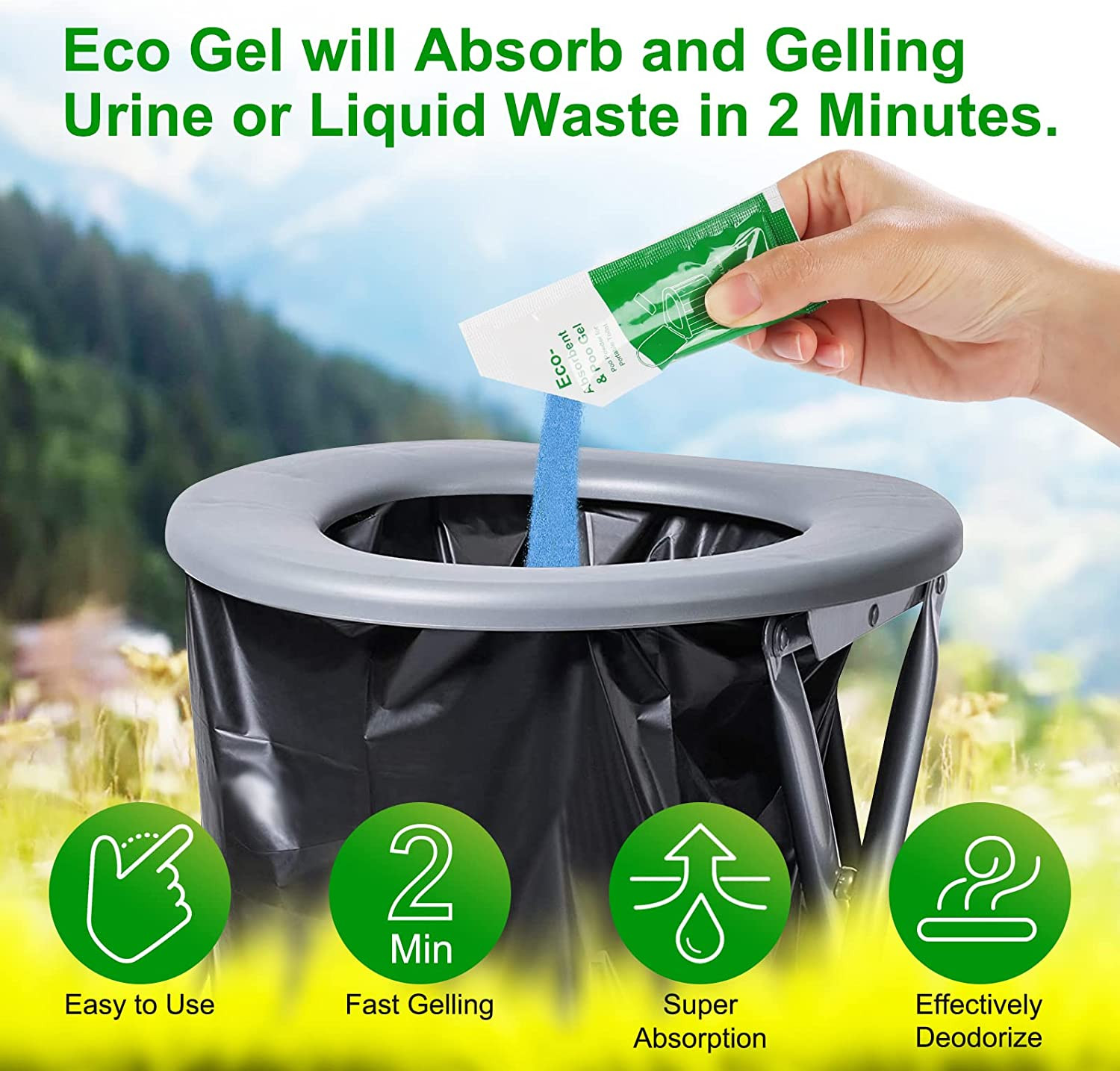 25 Pack Portable Toilet Absorbent Gel Powder, Poo Gel for Camping Toilet Powder,