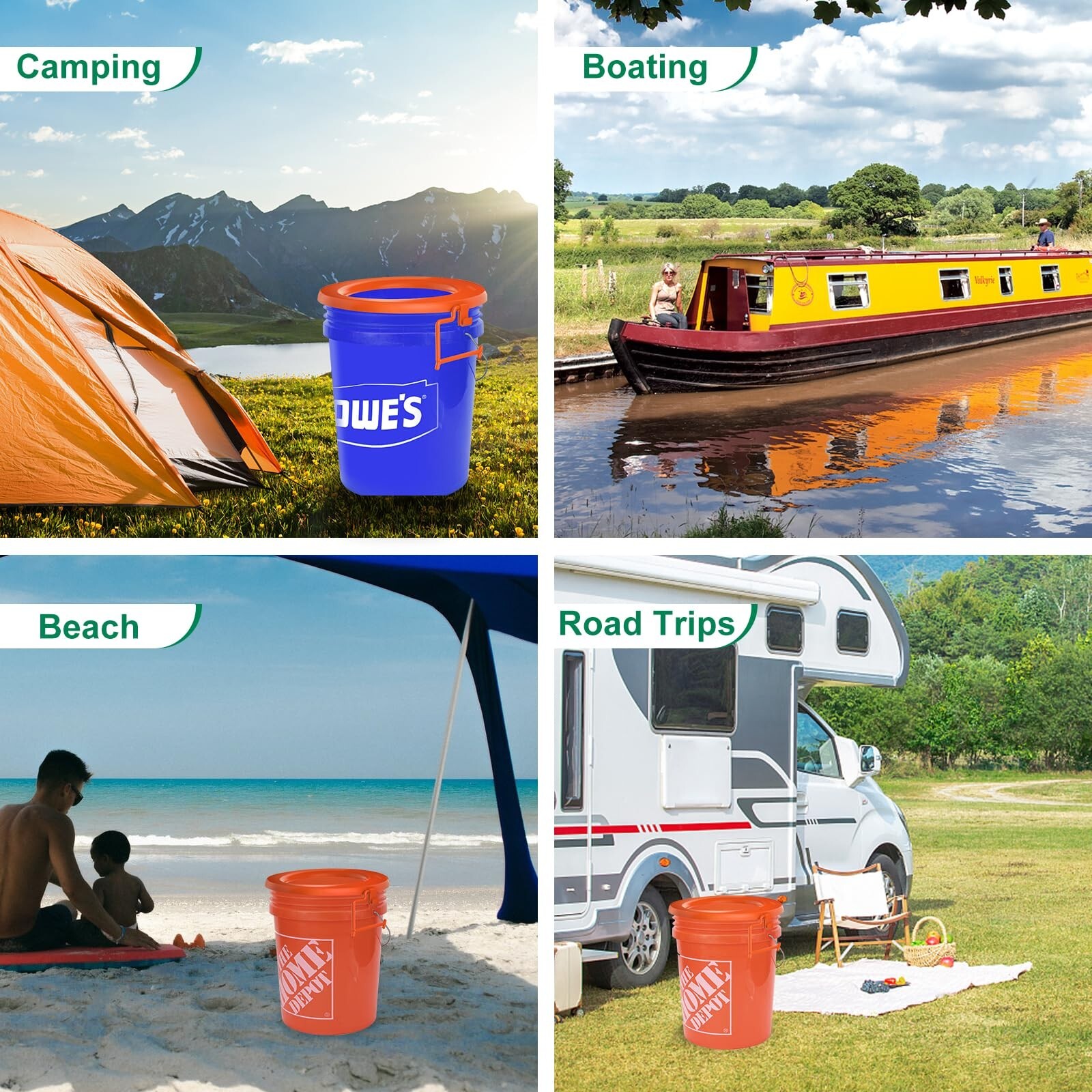 Portable Bucket Toilet Seat for 5 Gal Buckets Camping Snap-on Toilet Seat Orange