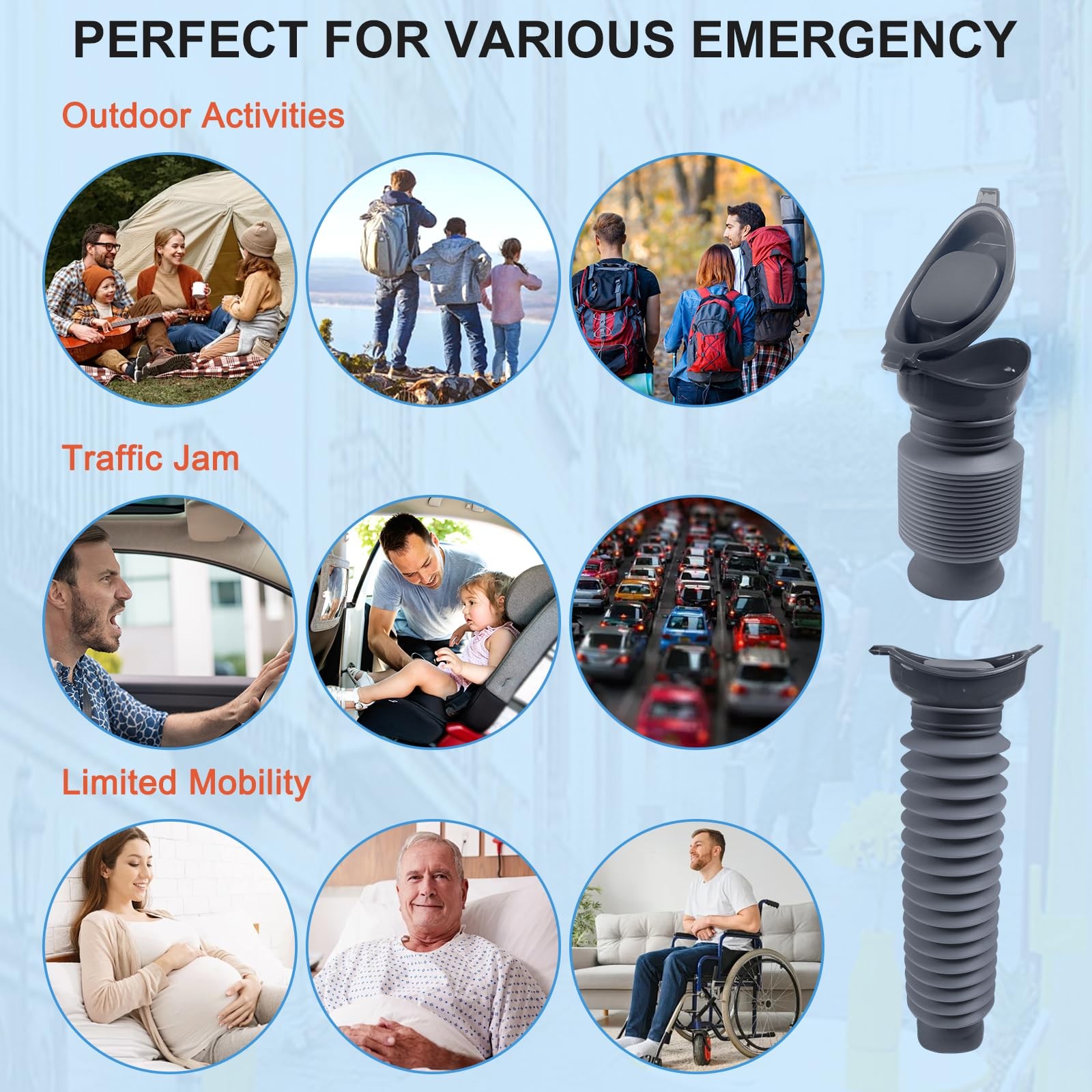 Portable Urinal Men Women Collapsible 750ML Urine Bottle Travel Camping Car