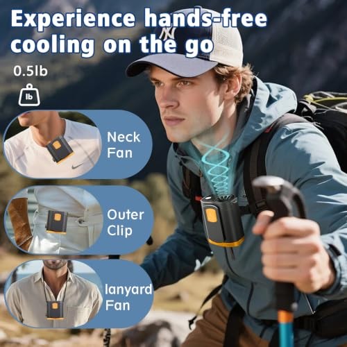 Portable Fan,120-Speed Adjustable Waist Clip Fan Turbo Cooling, Orange