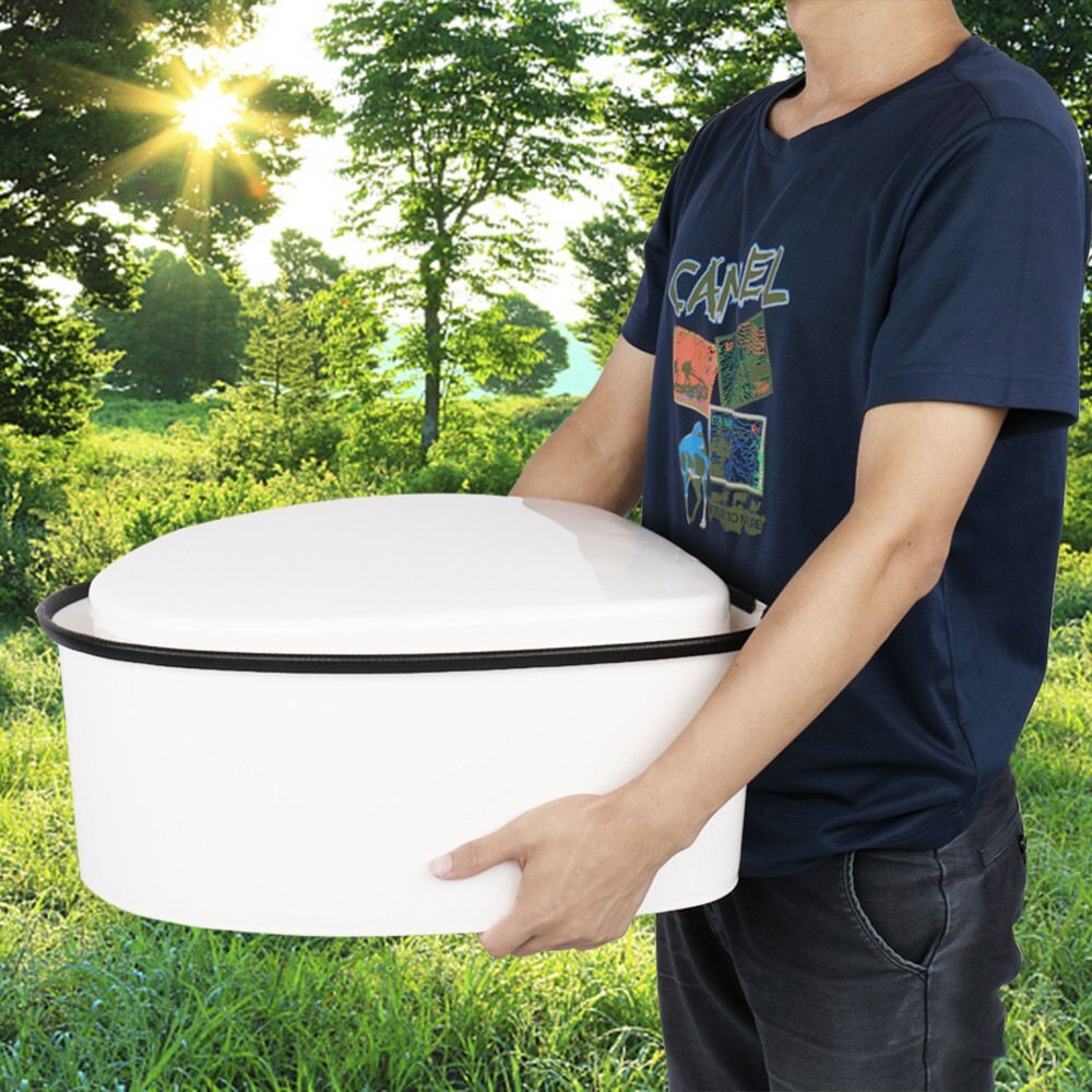 NonSlip Camping Portable Toilet Travel Outdoor RV Commode Potty+Tissue Box White