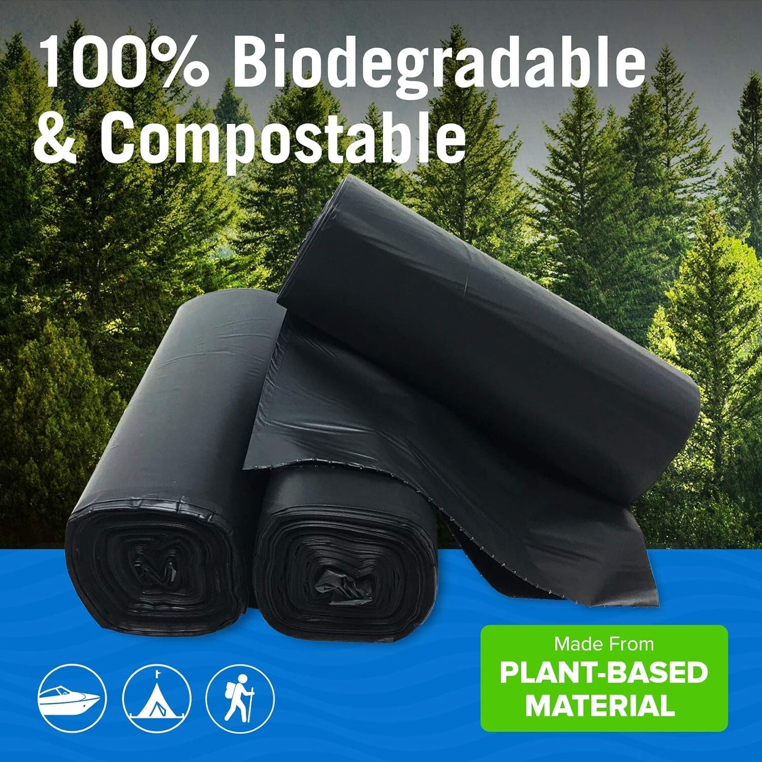 Universal Fit 8-Gallon Biodegradable Toilet Bags – Ideal for Camping & Compost