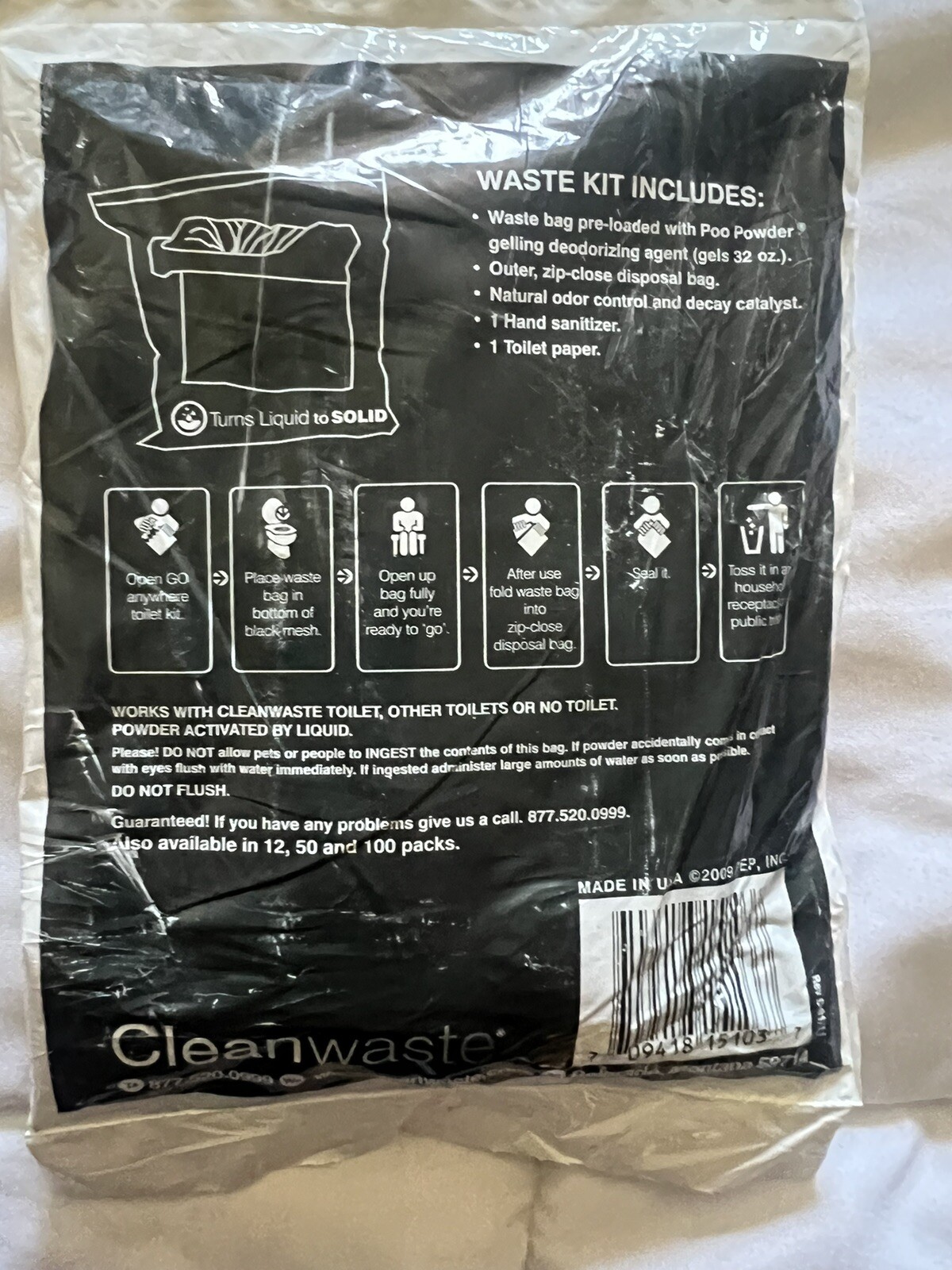 Cleanwaste Go Anywhere Toilet Kit (Pack Of 20) – Camping, Military WAG BAG