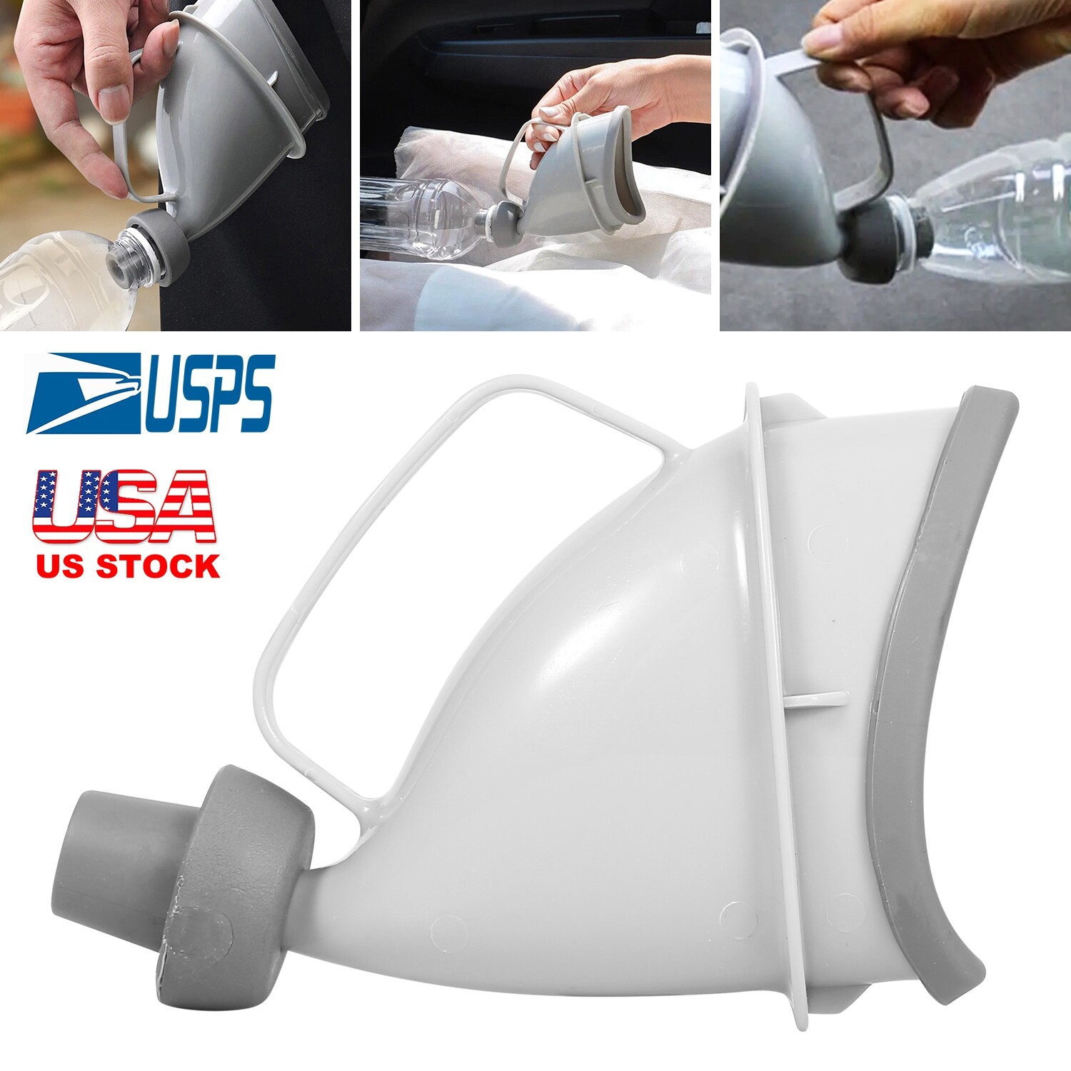 New Grey, Portable Emergency Urinal: Potty Pee Funnel For Toilet Use