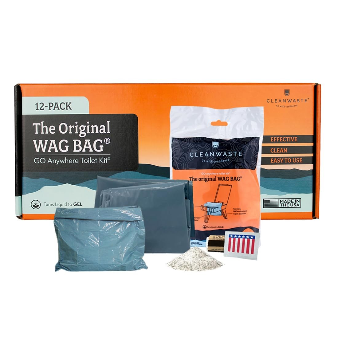Original WAG Bag Portable Toilet (12 Pack) – Go Anywhere Kit For Camping, Boa…