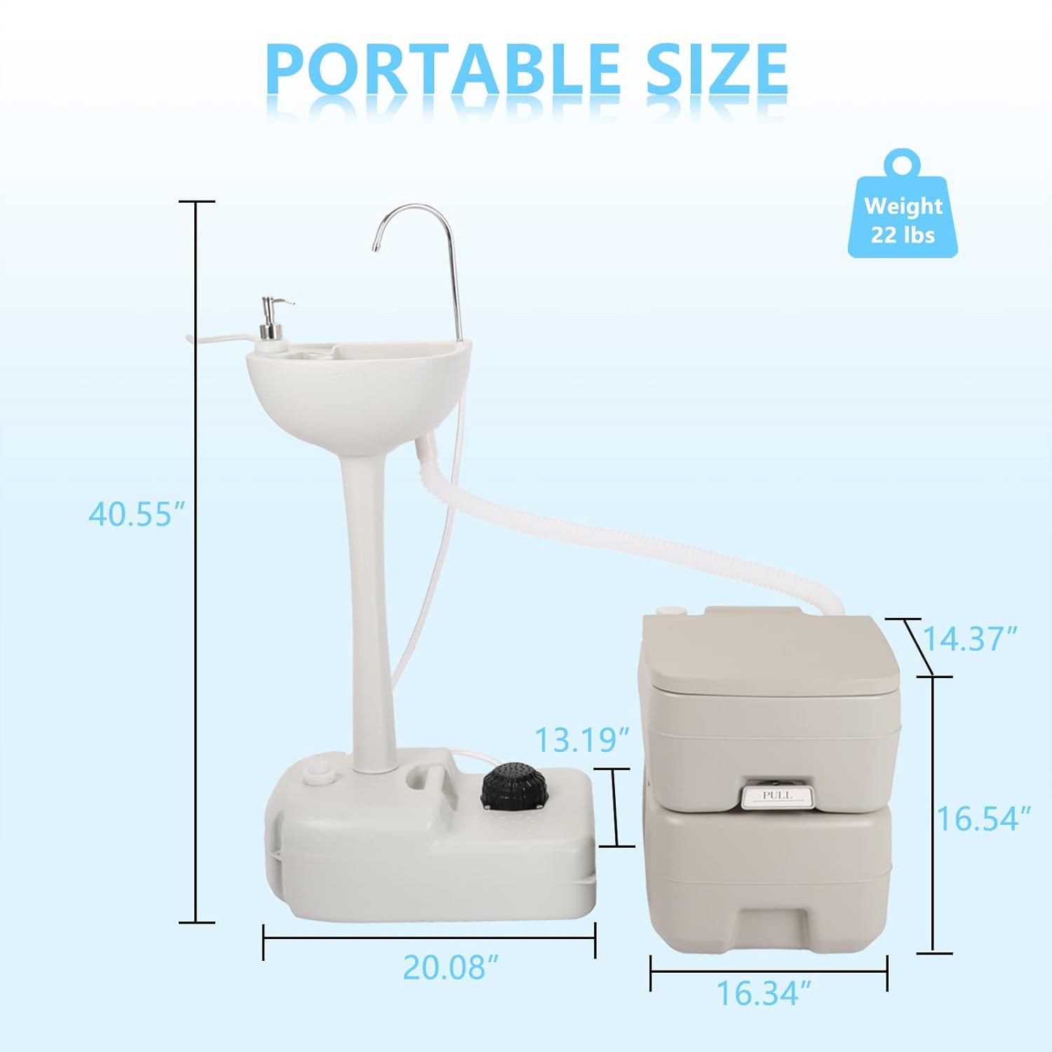 Portable Sink and Toilet Combo, 5 Gallon Hand Washing Station & 5.3 Gallon Flush