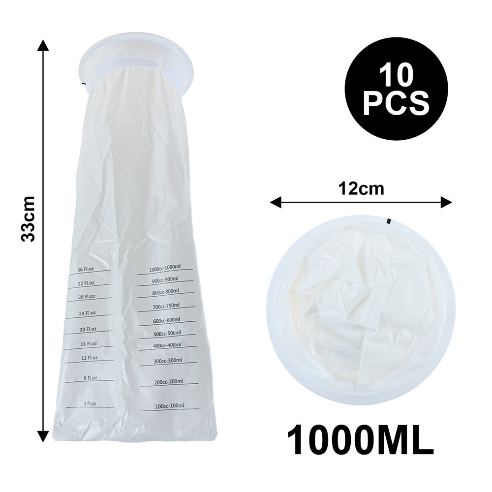 10Pcs 1000ml Portable Vomit Bags Leak-Proof & Portable Sick Bag For Car Travel