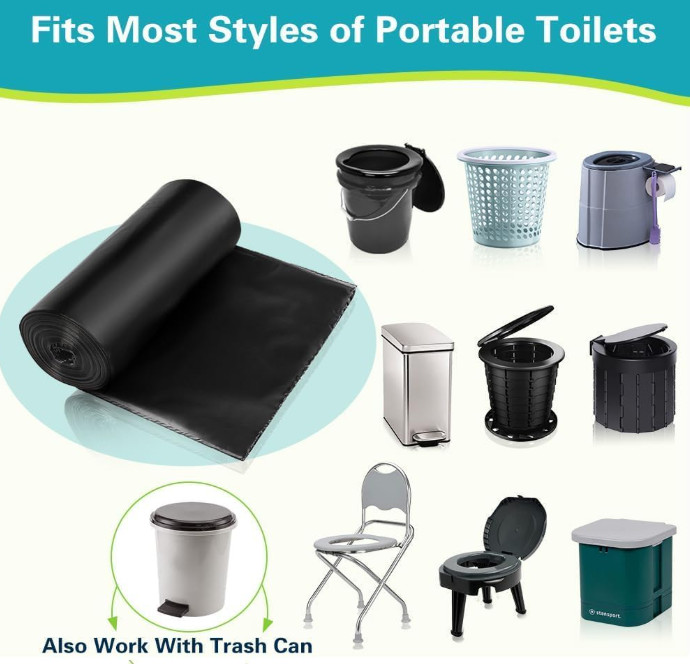 Portable Toilet Bags, Camping Toilet Bags, Biodegradable Toilet Bags with Drawst