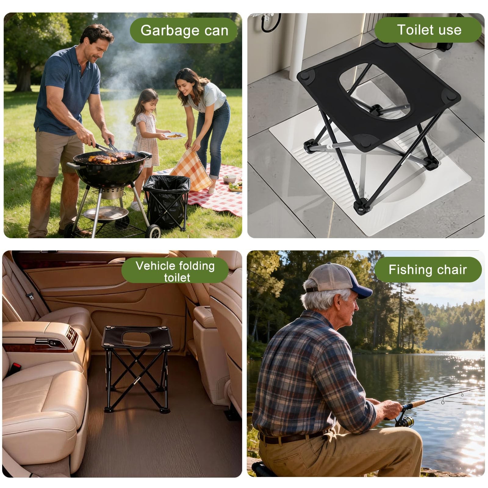Portable camping toilet for adults, compact folding travel toilet with cover …
