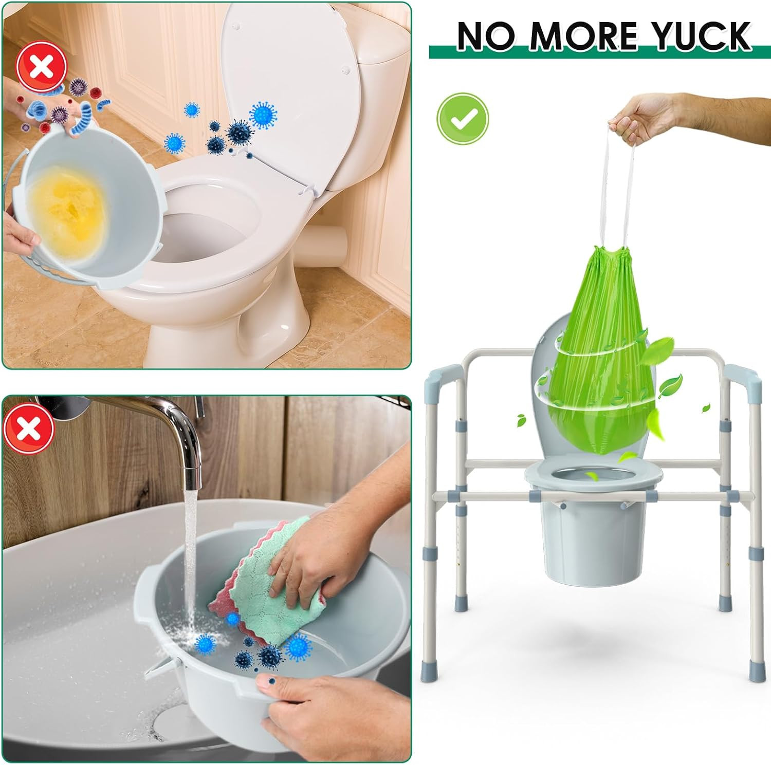 Bedside Commode Liners Bags, Universal Fit for Commode Chair, Camping Toilet | 1