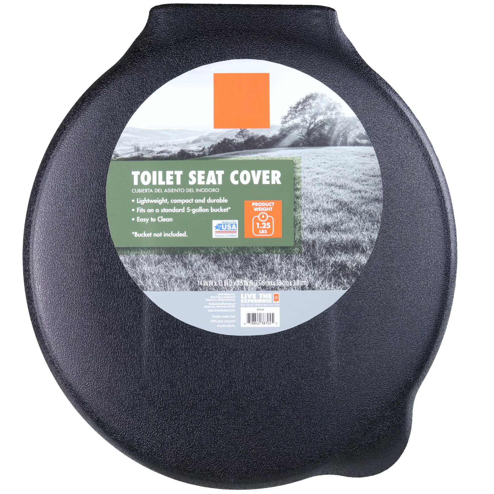 Portable Outdoor Snap on Toilet Seat Cover with Folding Lid for 5 Gallon Buckets