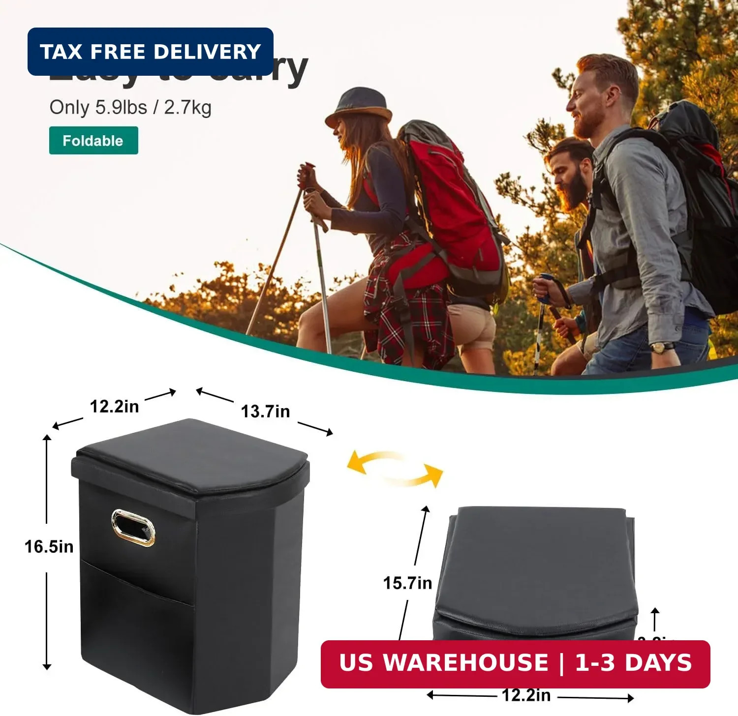 Ann Katy Upgrade XL Portable Toilet for Adults, Extra Large Portable Travel Flod