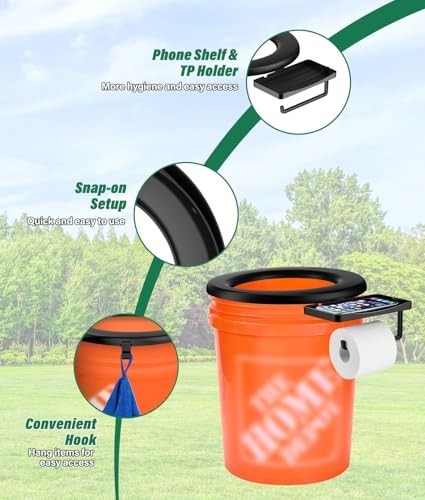Bucket Toilet Seat, Portable Toilet Seat for 5 Gal Buckets Camping Toilet Seat