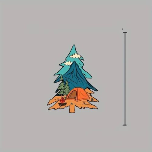 2 pcs Mountain Tree Sticker – Outdoor Camping Adventure Decal with Tent