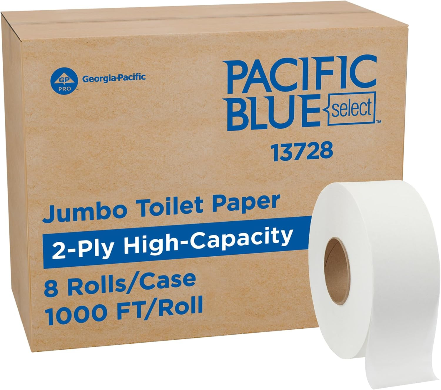 Pacific Blue Select by PRO Jumbo Jr 2-Ply High-Capacity Toilet Paper, White, 10
