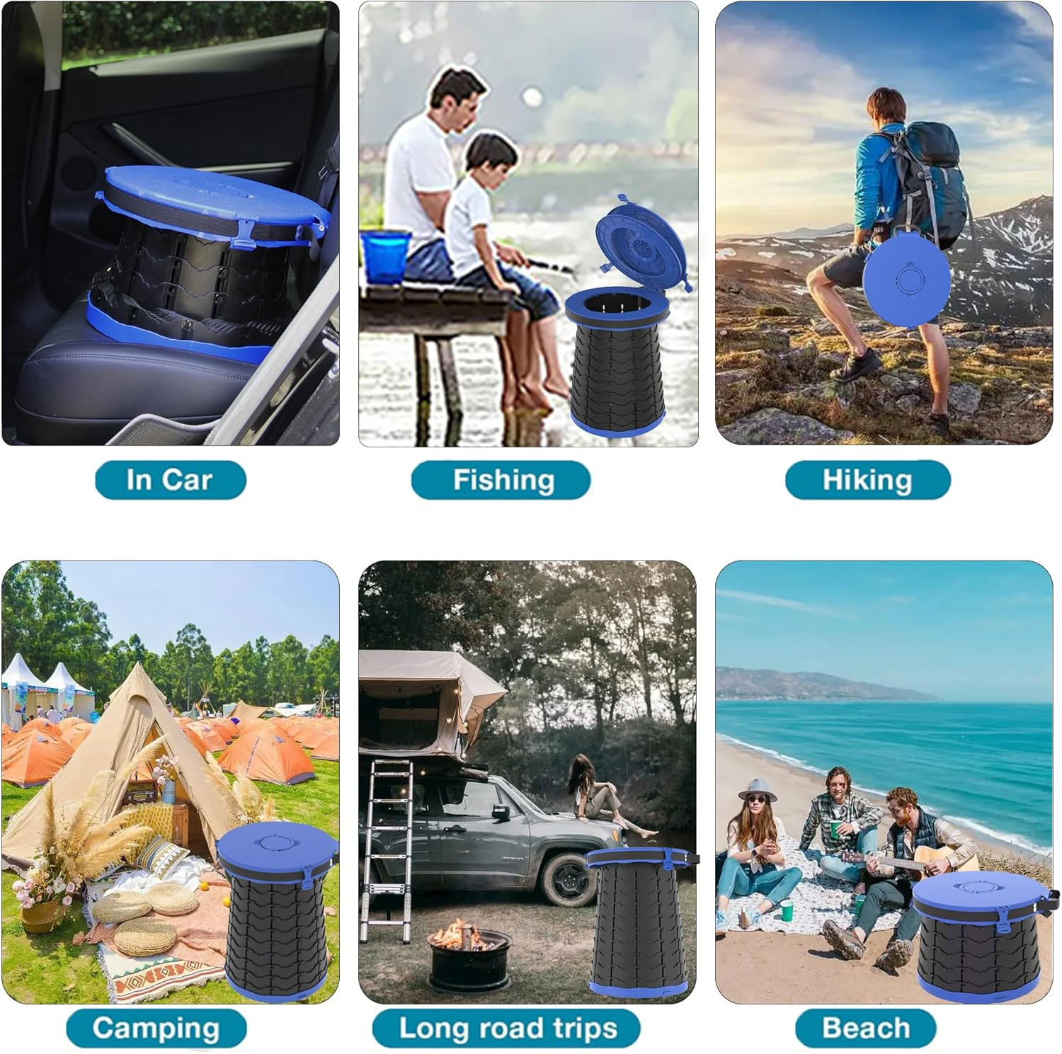 ALEVMOOM XXL Portable Toilet for Camping,880Lbs Capacity,19.7″ H Adjustable Outd