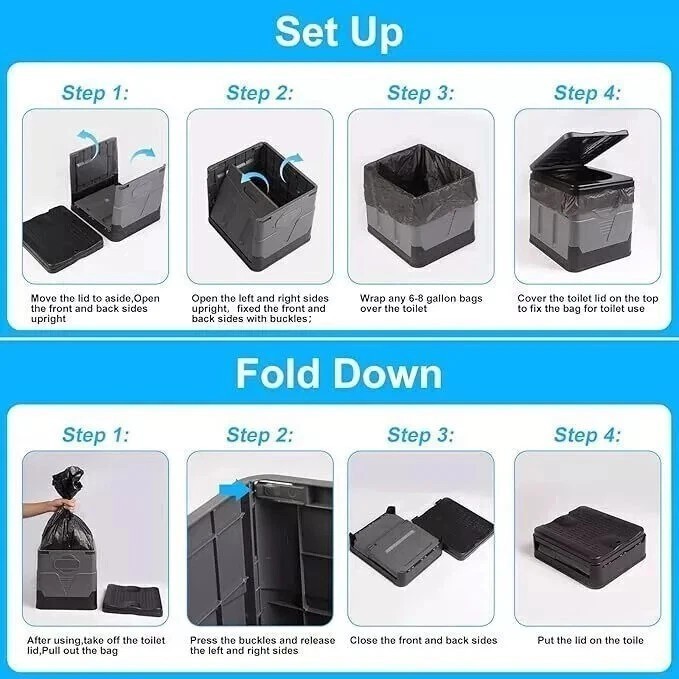 20L Portable Folding Toilet Car Outdoor Travel Potty for Camping Hiking Beach