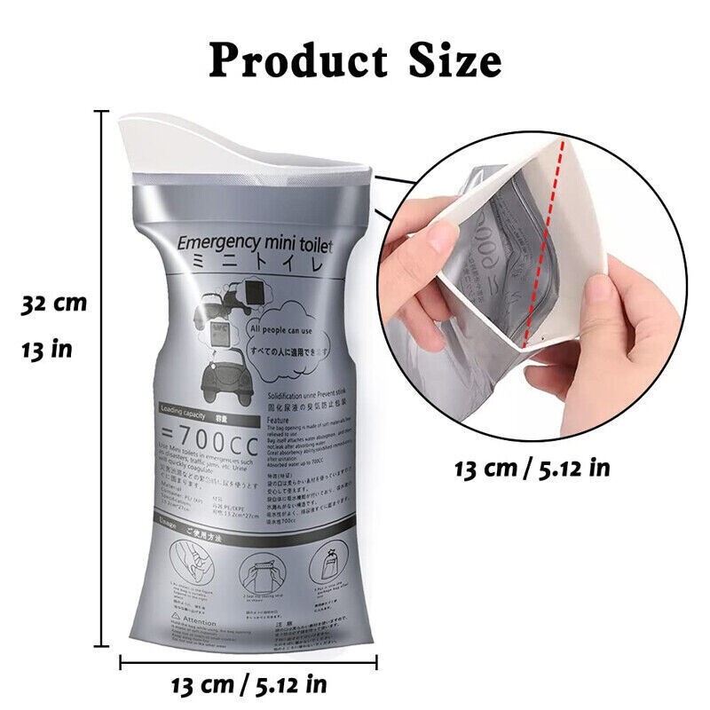 10X 700ml Portable Disposable Urine Pee Bag Travel Emergency Toilet Bags Unisex