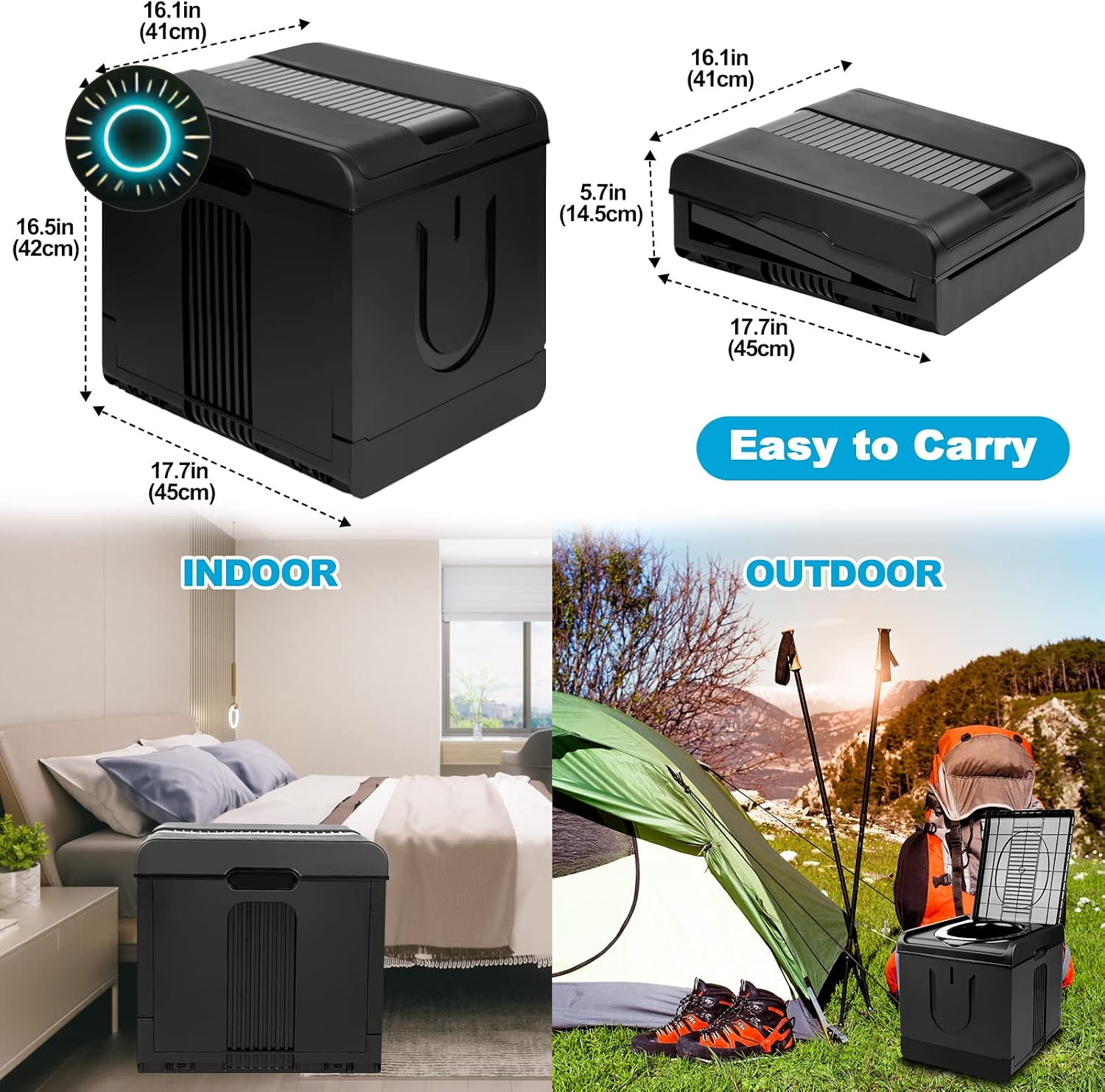 XXL Portable Toilet Camping Toilets for Car Indoor Outdoor Commode Foldable T…