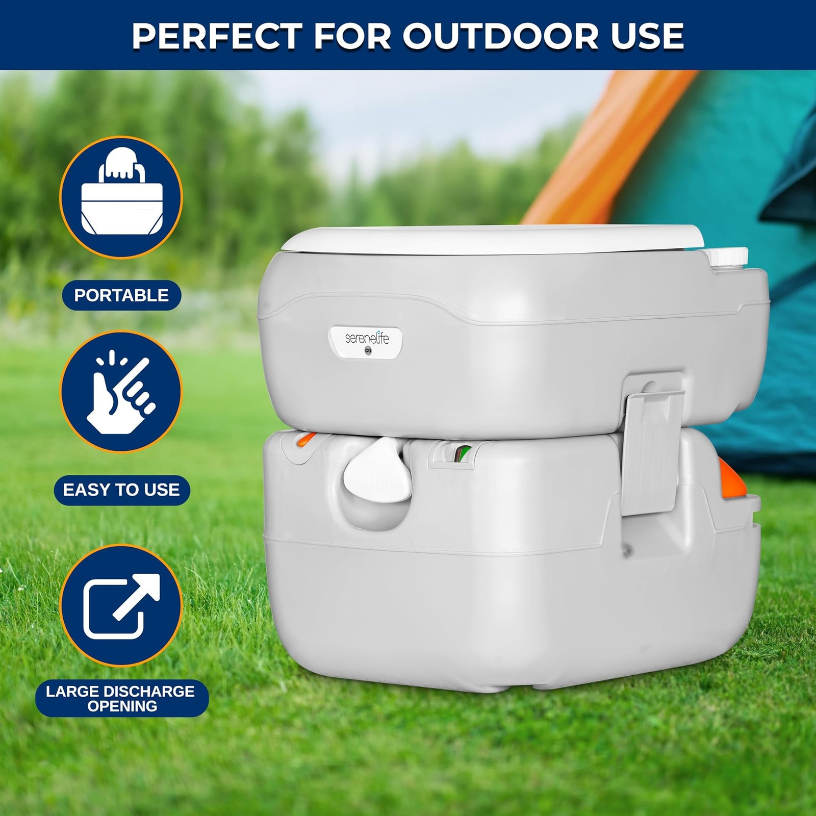 SereneLife 5.8 Gal Portable Camping Toilet with Carry Bag & Level Indicator |…