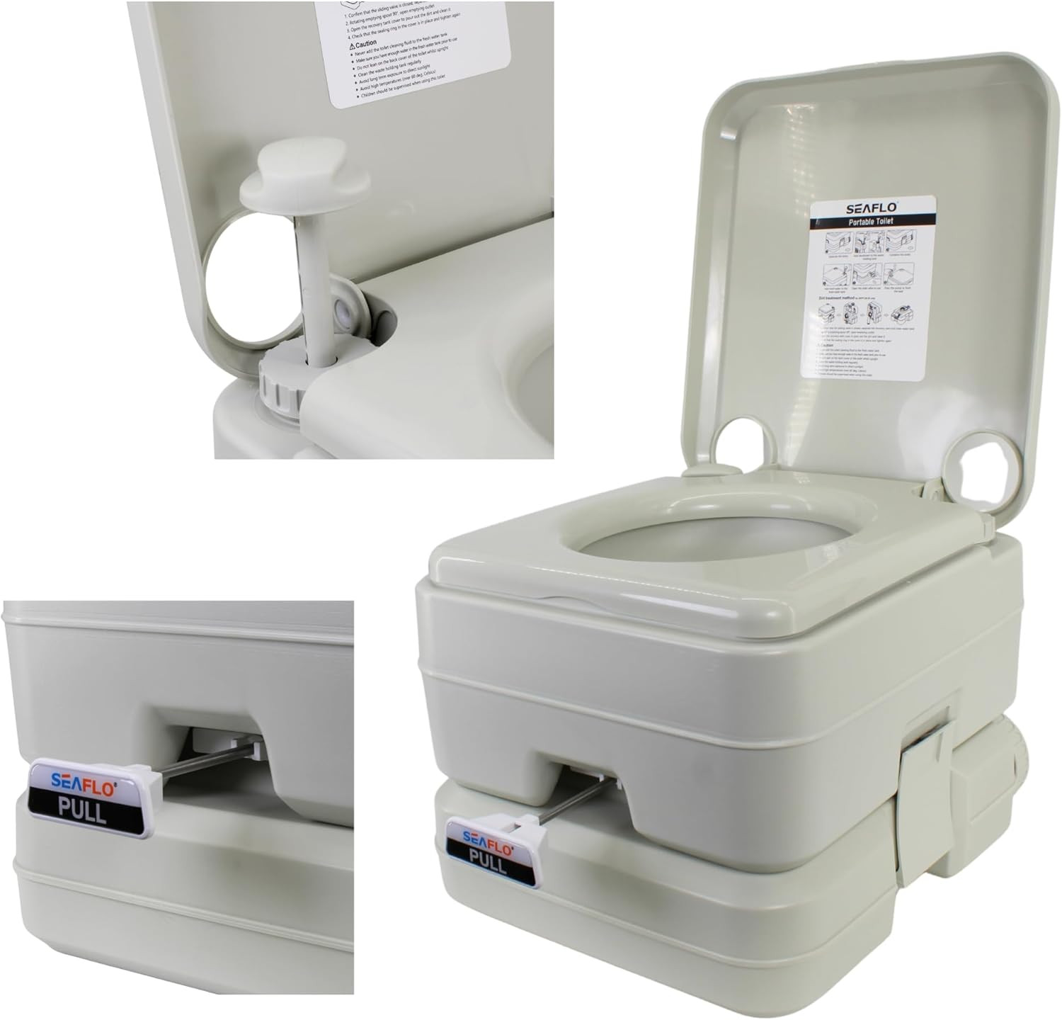 SEAFLO Premium Camping Portable Toilet – 5.8 Gallon Waste 3.43 Gall Fresh Tank (