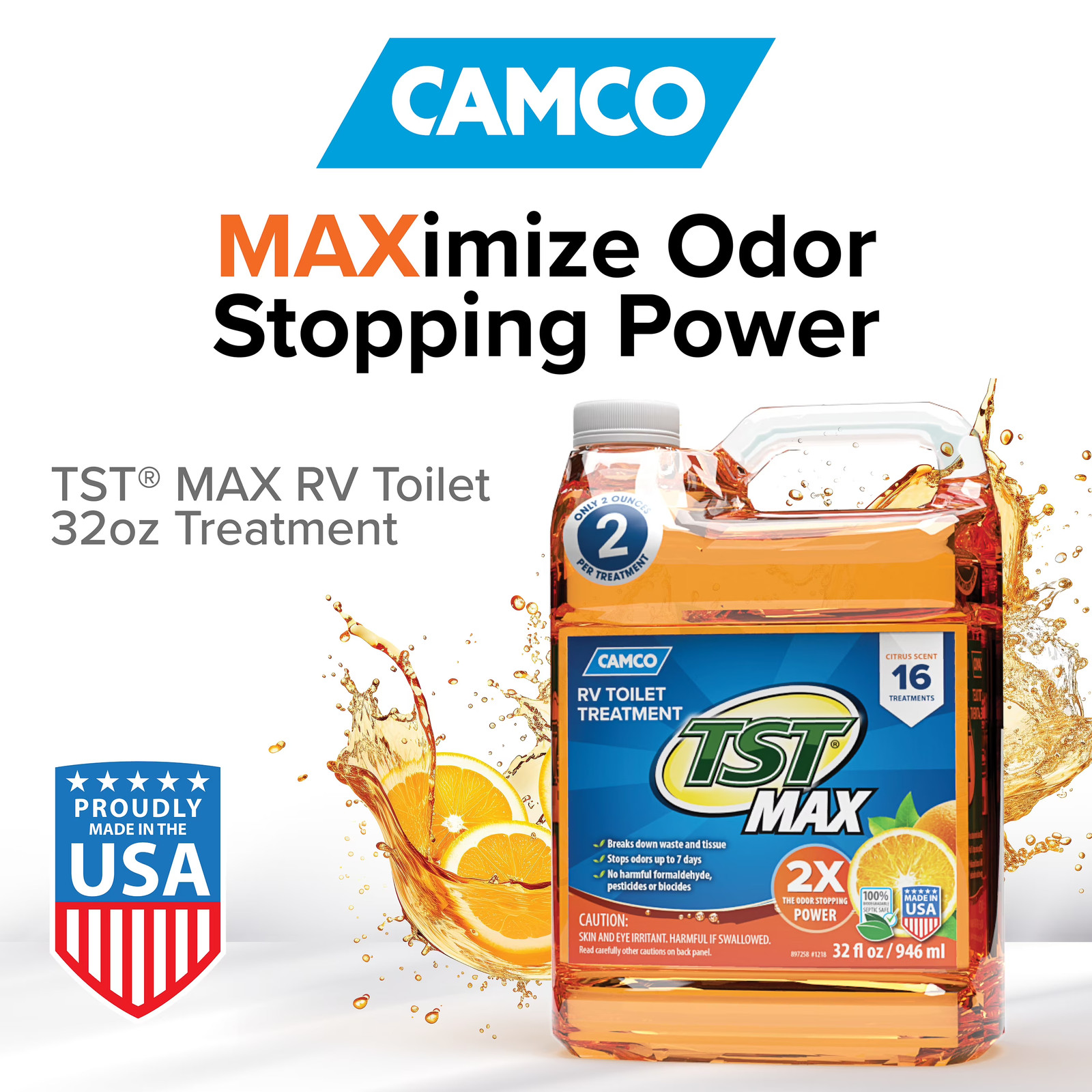 Camco TST MAX RV Toilet Treatment Ultra Concentrated 32oz