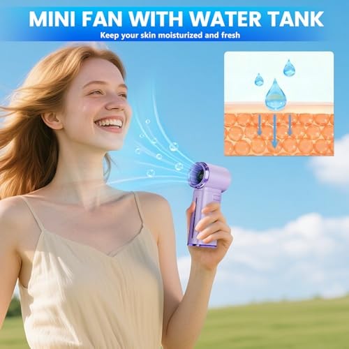 Portable Handheld Fan, Powerful Mini Hand Held Fan, 5000mAh Purple