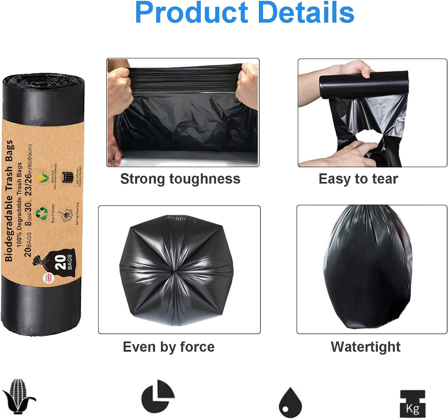 Compostable Camping Toilet Bags – 40 Count, 8 Gallon, 30 Liter, Portable Toilet