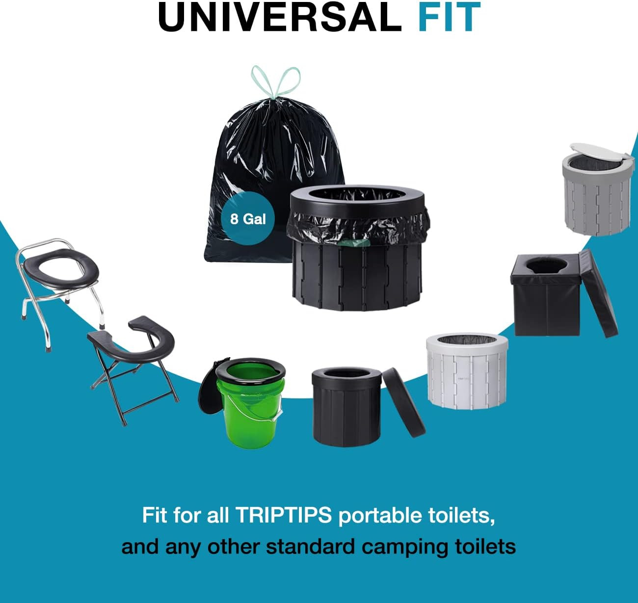 Retratable Portable Toilet 15.8 Inches and Toilet Bags 1 Roll * 20 Bags