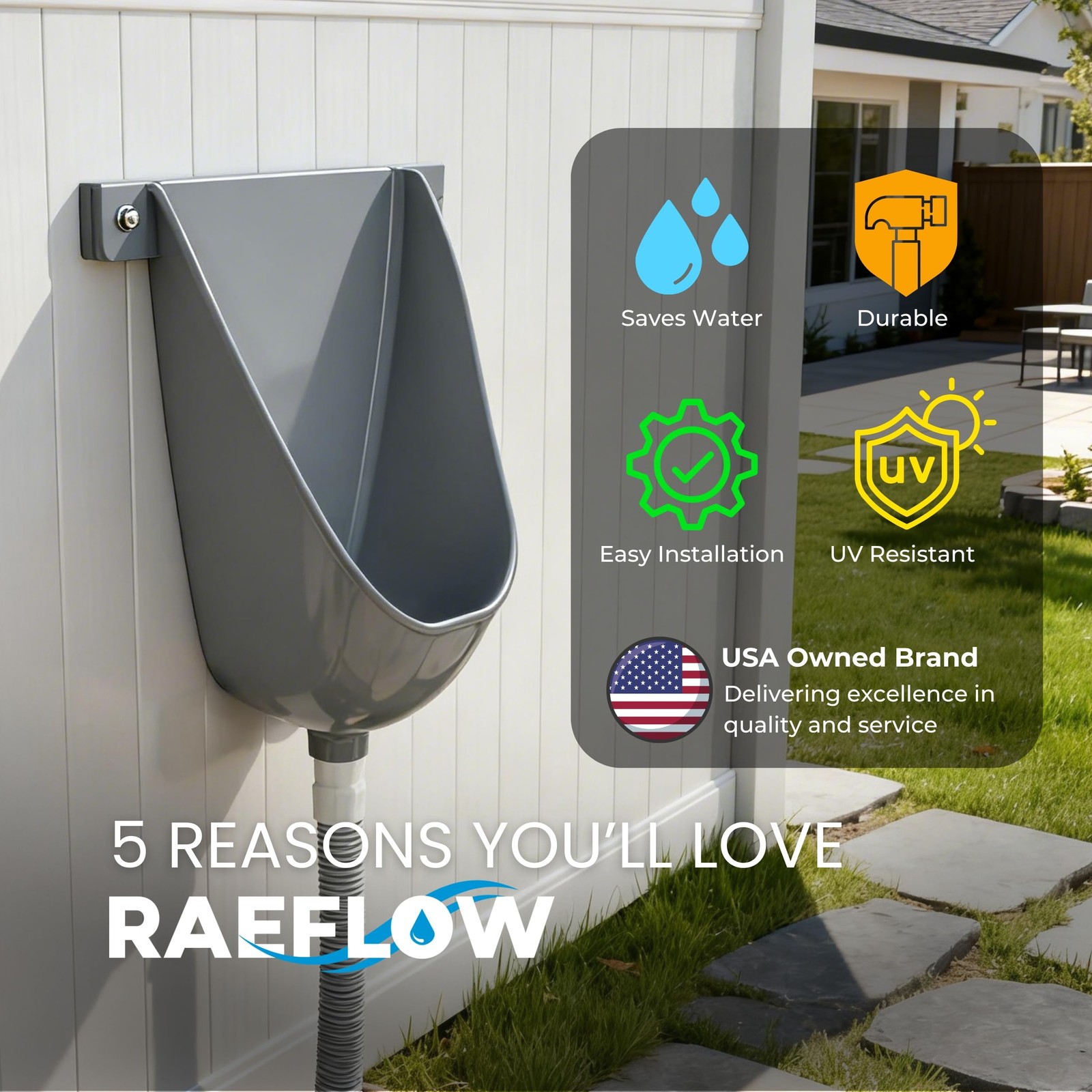 Waterless Urinal with Hose – UV Resistant Outside Urinal, Outdoor Plastic Uri