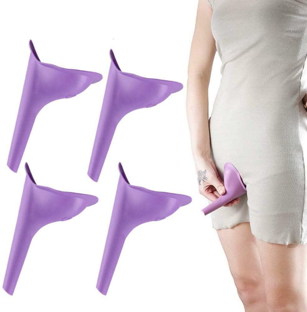 4PCS Portable Female Women Urinal Camping Travel Toilet Device Silicone Purple