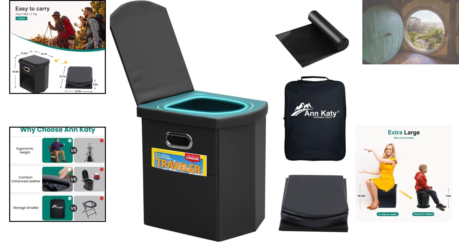 Multifunctional XL Camping Toilet: Lightweight & Comfortable Travel Solution
