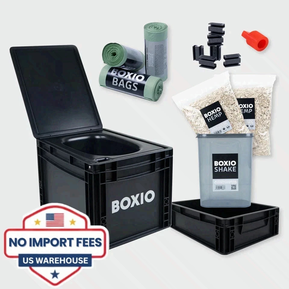 BOXIO TOILET, Compact Composting Toilet MAX+, Eco-Friendly, Recycled PP NEW FREE