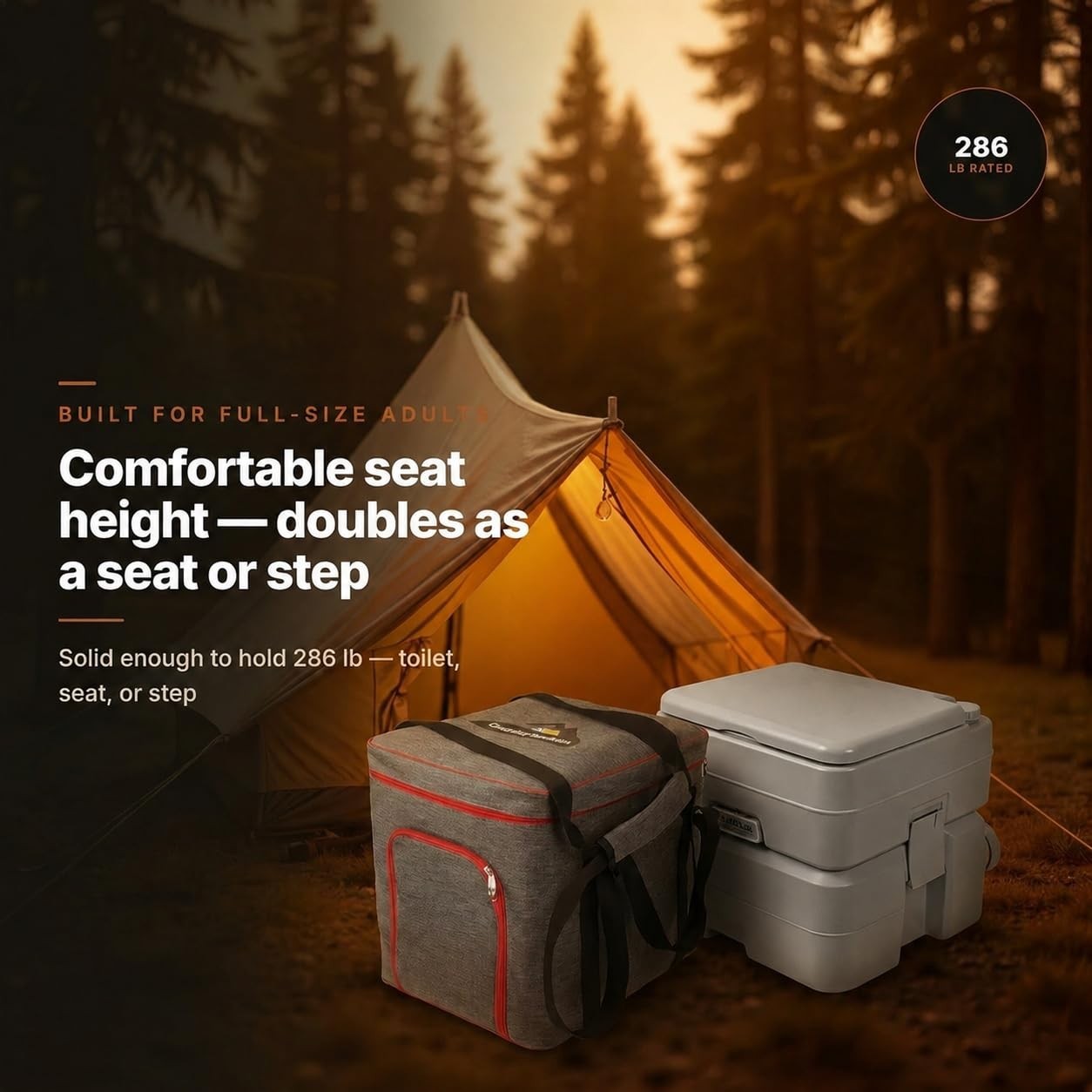 5.3 Gallon Portable Camping Toilet – Extra Large Outdoor Porta Potty, 286 LBS Ca