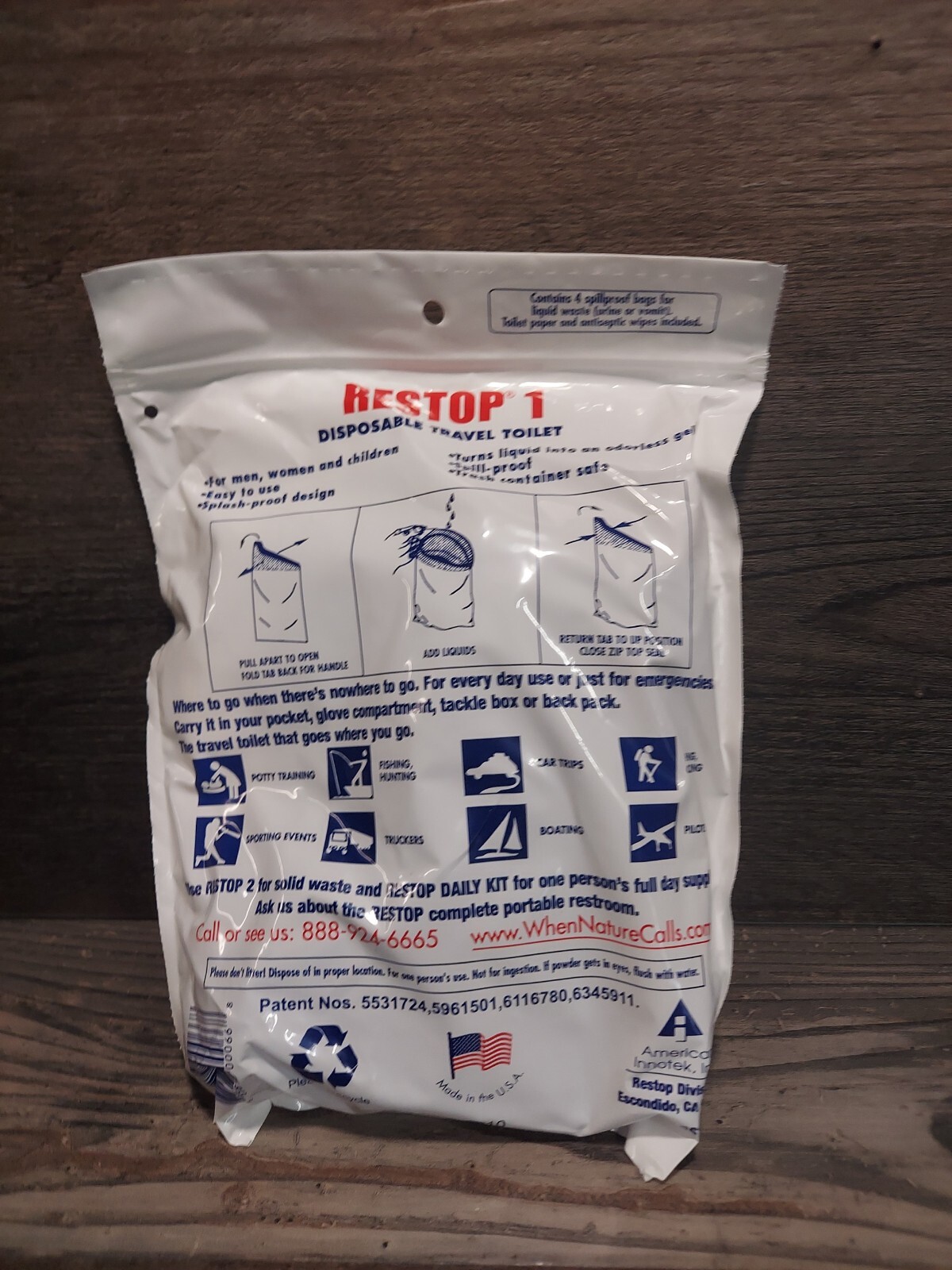 RESTOP 1 – Portable Toilet Liquid (Pee) Leak Proof Waste Bag