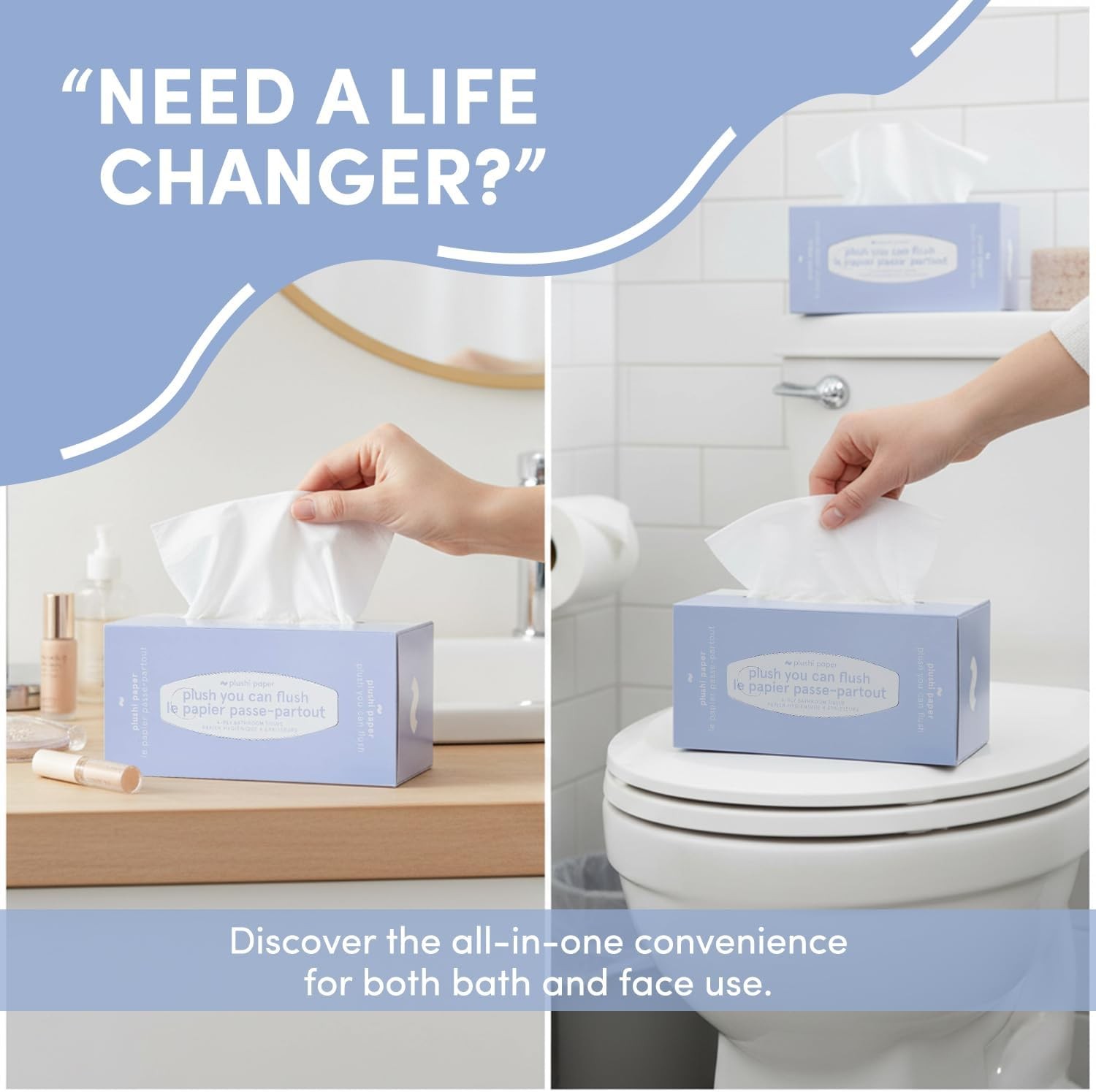 Septic Safe Tube Free Toilet Paper- 4-Ply Quick-Dissolving Biodegradable Tissue