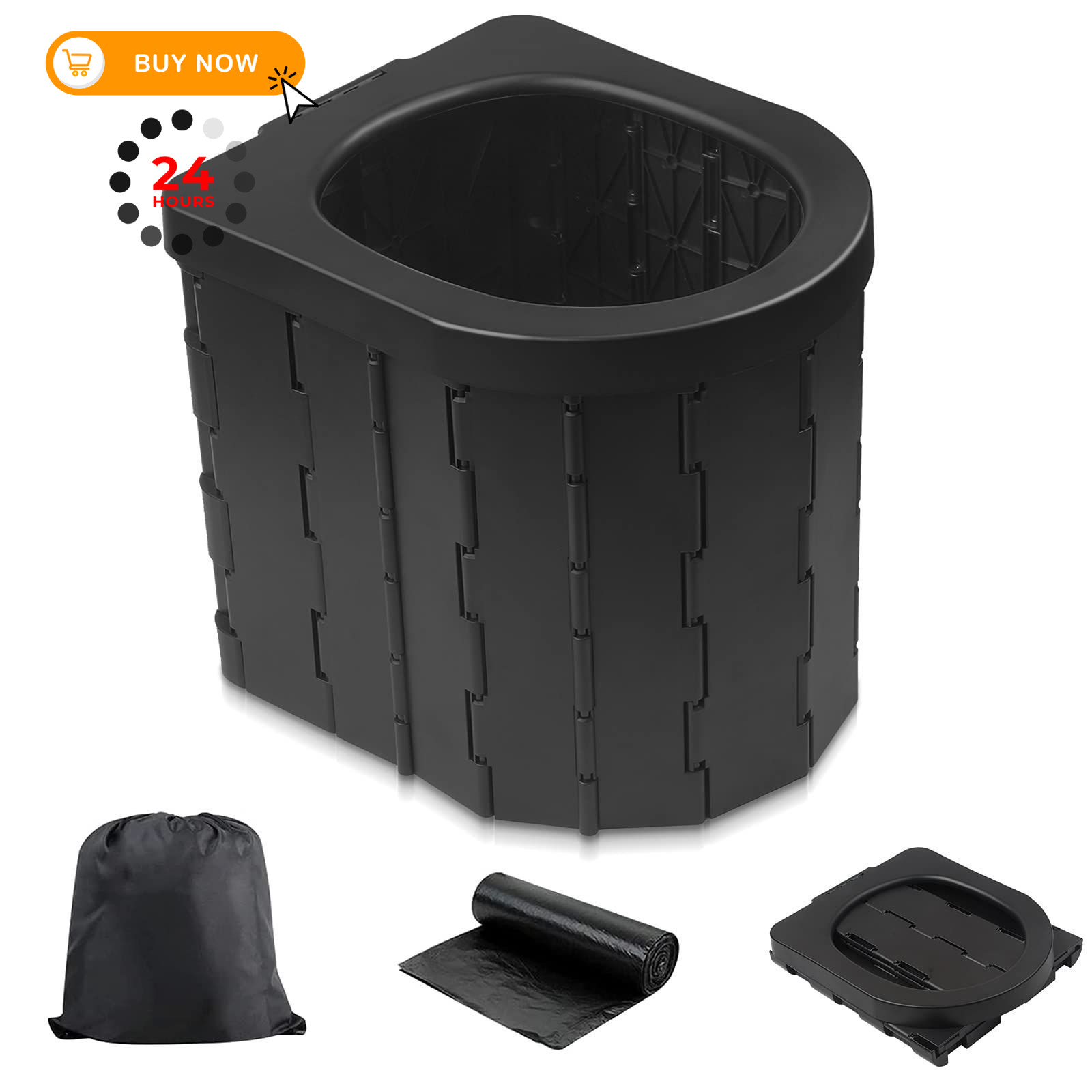 Portable Toilet for Camping, Potty Adults, Porta Travel Commode Bucket Black
