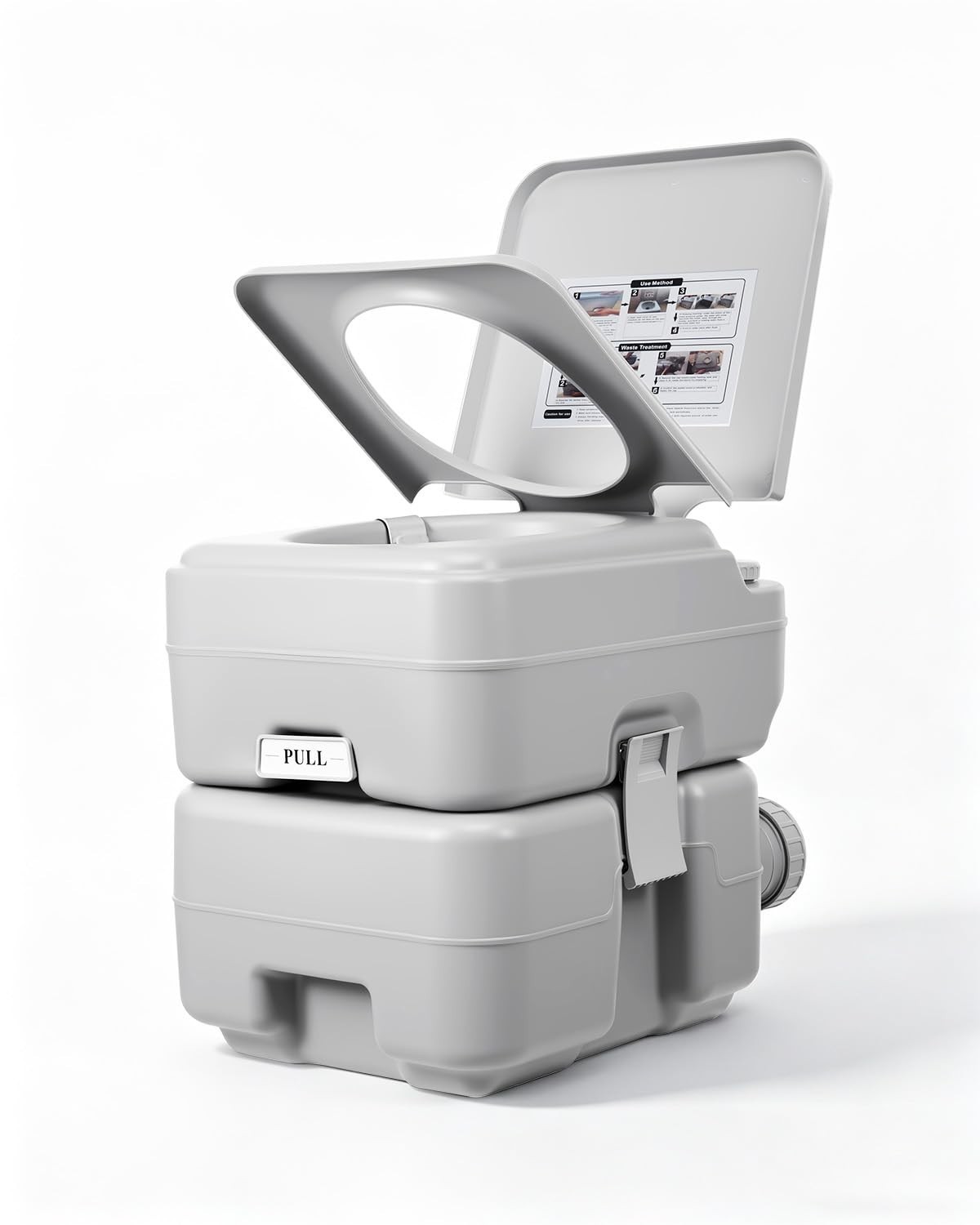 Portable Travel Toilet with 5.3 Gal Waste Tank & 3.2 Gal Flush – RV, Camping, Hi
