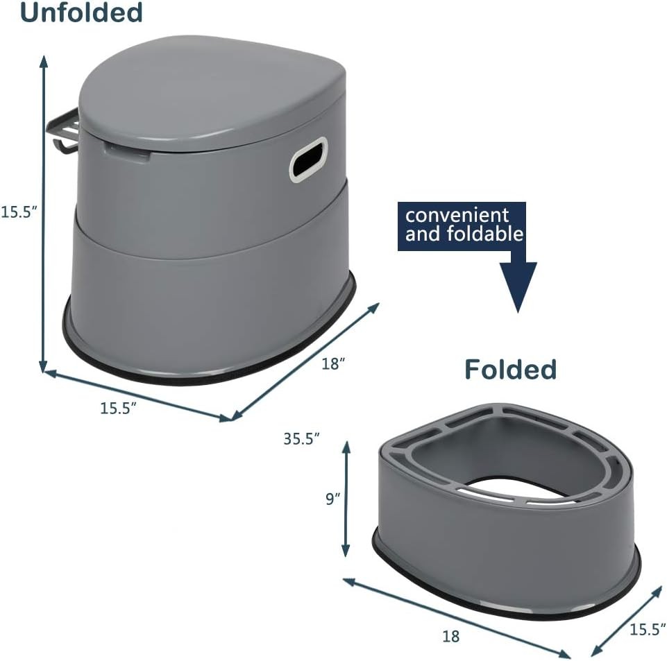 Portable Toilet Outdoor Lightweight Porta Potty W/ Detachable Inner Bucket