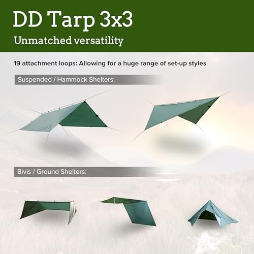 – DD Tarp 3×3 – Coyote Brown (10ft x 10ft) – 100% Waterproof – Lightweight &