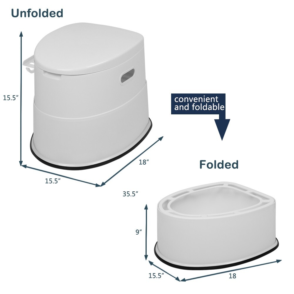 Portable Toilet Flush w/ Non-slip Mat Porta-Potty Outdoor Travel Camping Boat RV