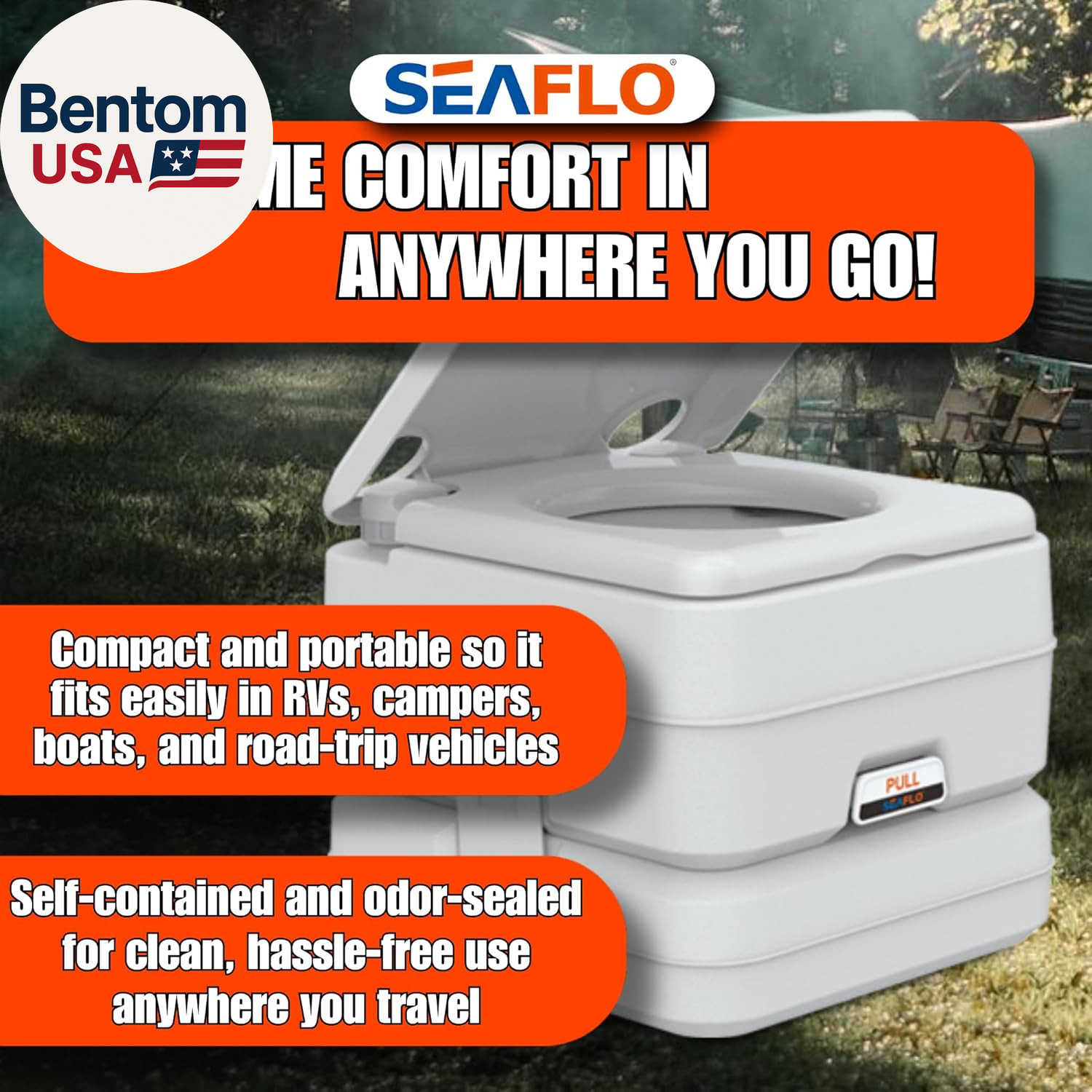 Portable Toilet for Marine, RV, Camping and Boat (2.6 Gallon)