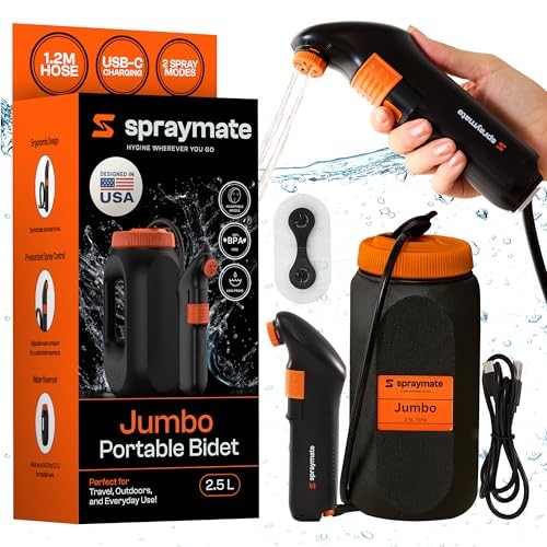 Portable Bidet for Travel & Camping – Electric High Pressure Orange-black